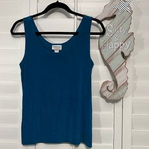 Chico’s Travelers Scoop Neck Tank, Sz 1, Teal